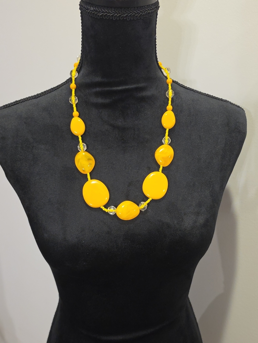 Yellow Beaded Statement Necklace - Women Jewelry